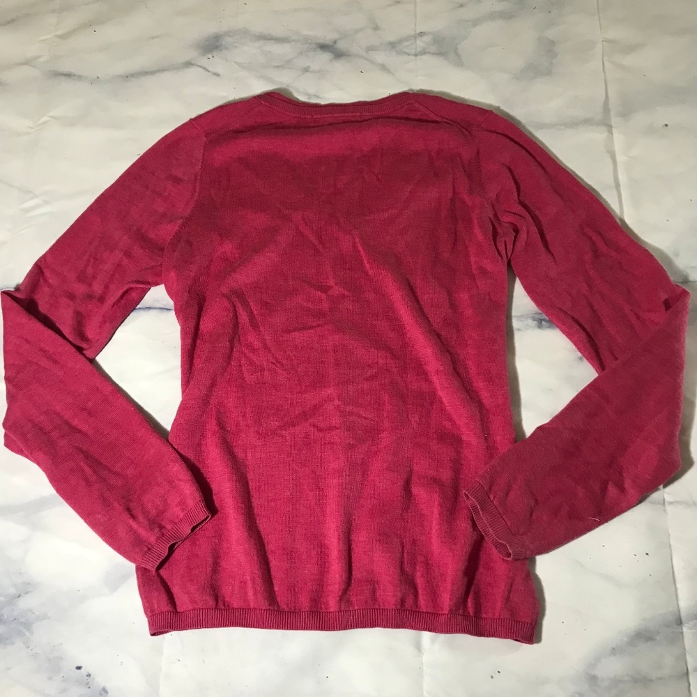 Lacoste Raspberry Pink V-Neck Pullover Sweater - Picture 6 of 7